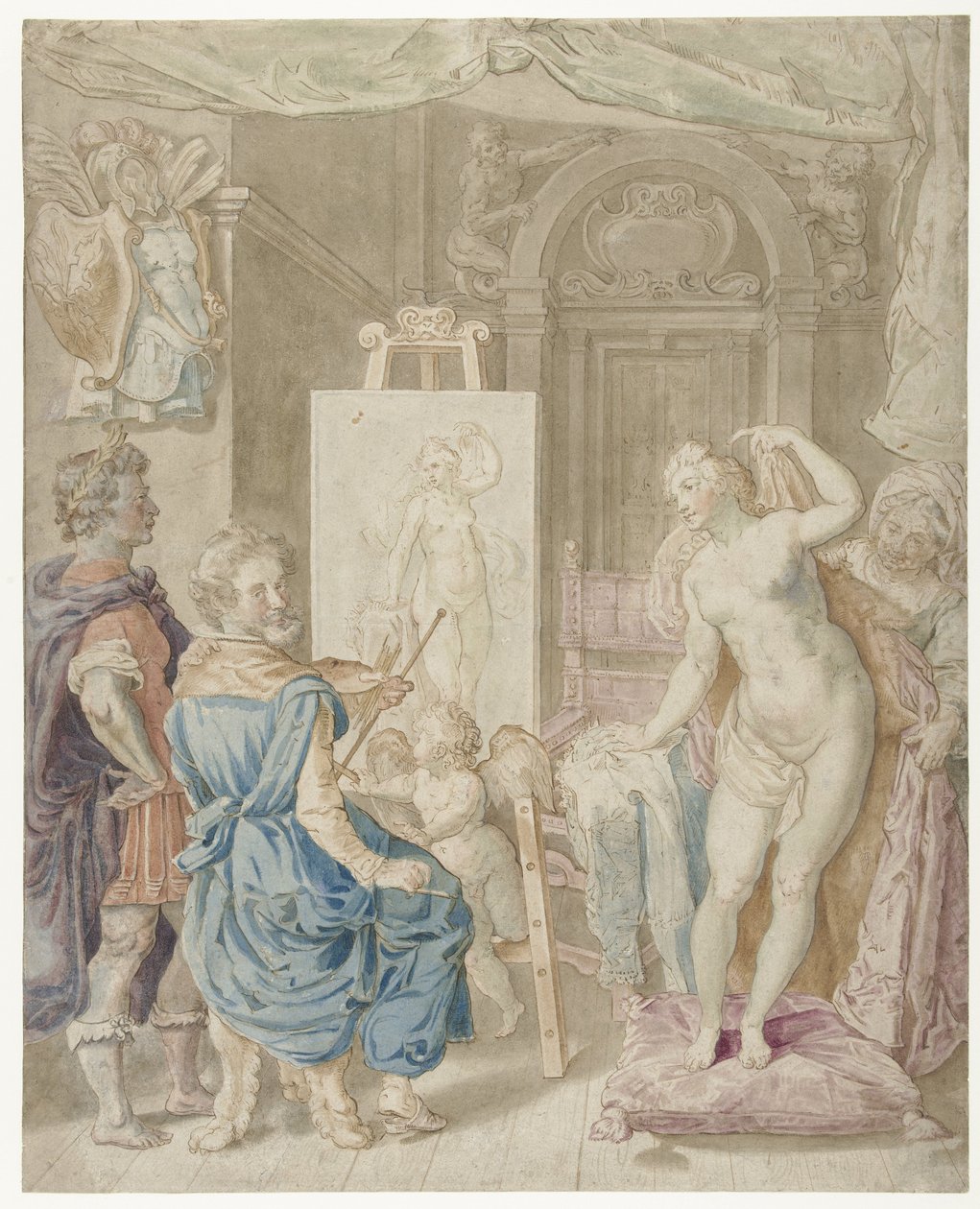 Apelles namaluje Campaspe autorstwa Pieter Isaacsz.