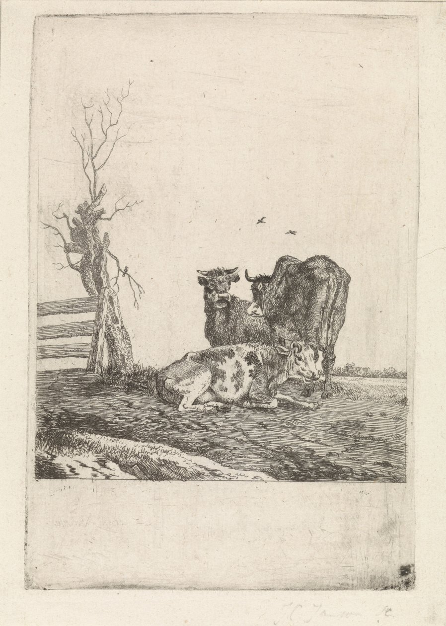 Krajobraz z trzema krowami autorstwa Pieter Janson
