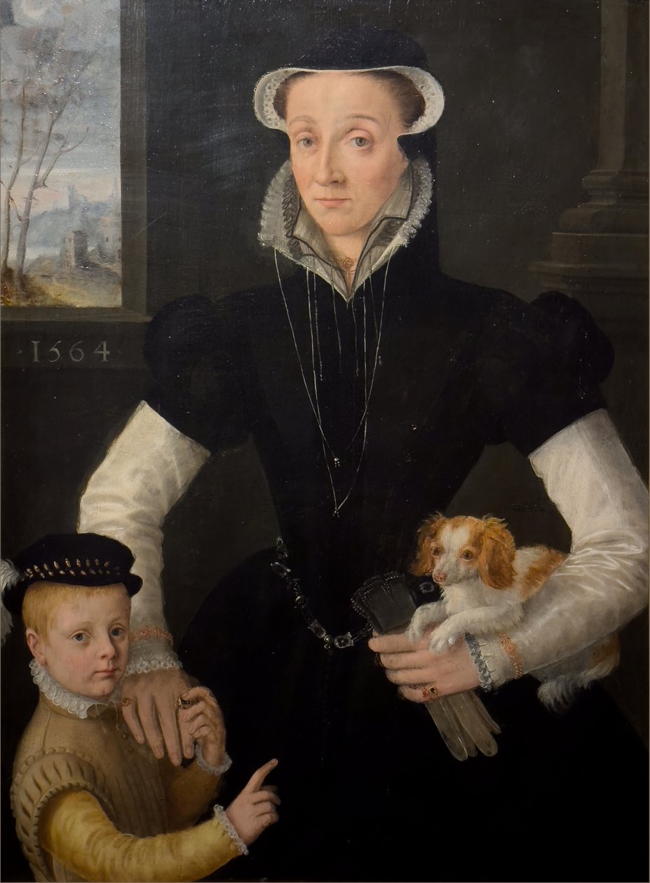 Wdowa z synem autorstwa Pieter Jansz. (manner of) Pourbus