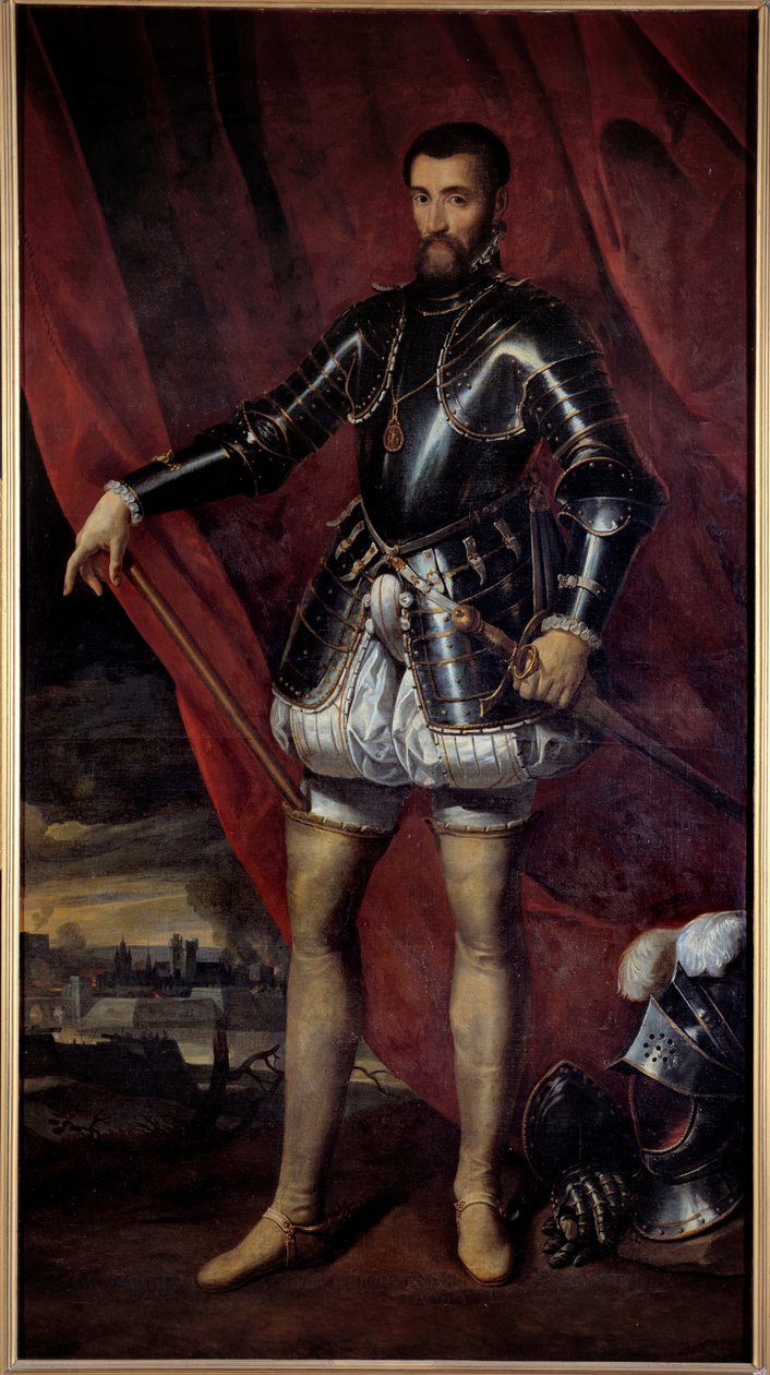 Pełnowymiarowy portret Francois de Lorraine, księcia Guise (1519-1563) Obraz Pietera Pourbusa (1523-1584) (ec.flam.) Nancy z XVII wieku, Musee des Beaux Arts autorstwa Pieter Jansz. Pourbus