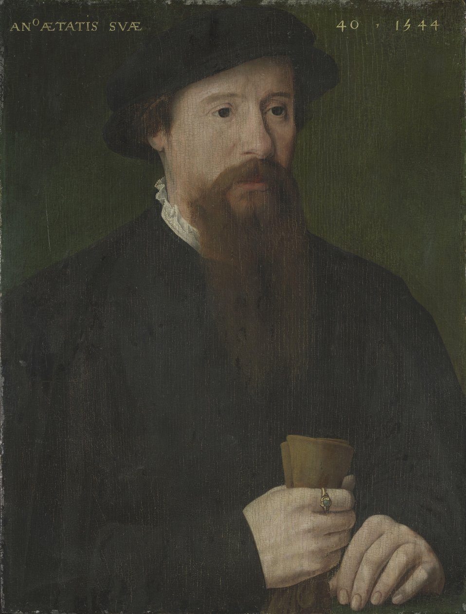 Portret mężczyzny trzymającego rękawiczki autorstwa Pieter Jansz. Pourbus