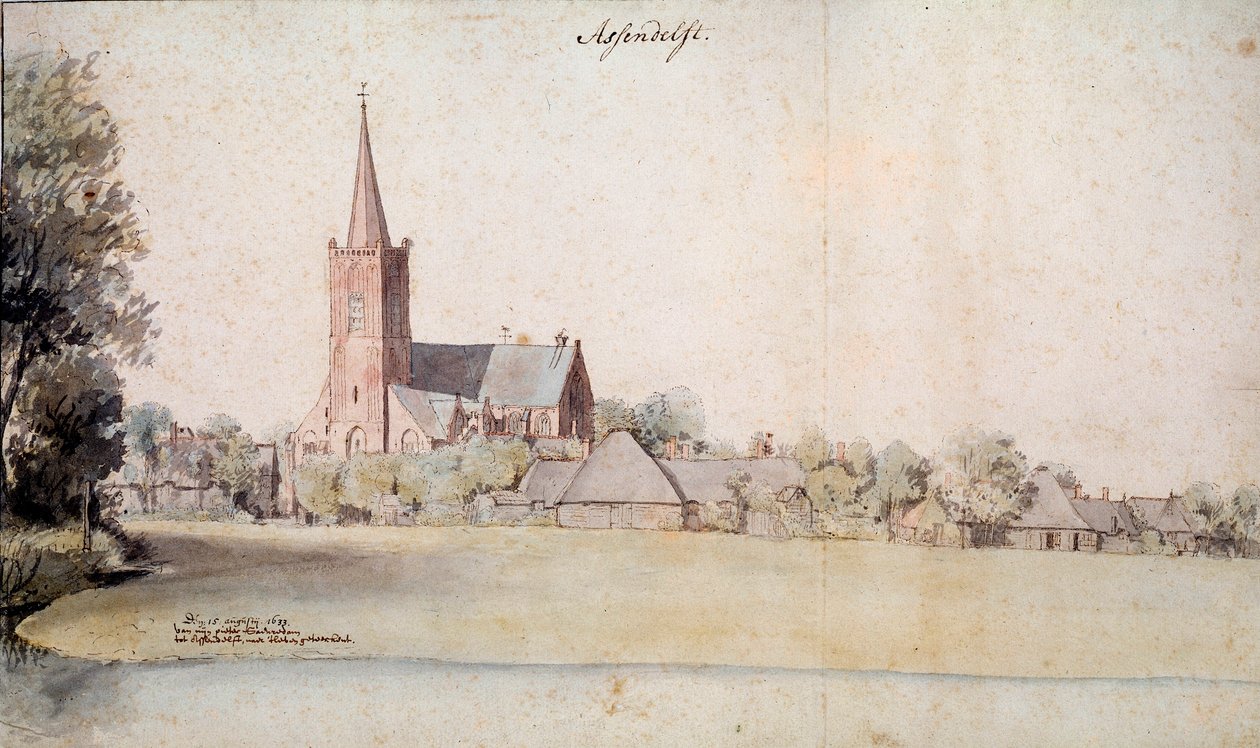 Widok Assendelft w Niderlandach w 1633 r. Rysunek Pietera Jansza (1597-1665) 1633 Paryż. Instytut Holenderski autorstwa Pieter Jansz Saenredam