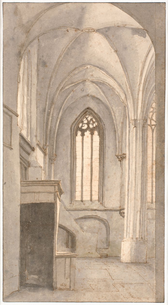Widok wnętrza kościoła św. Cunera w Rhenen (prowincja Utrecht) autorstwa Pieter Jansz Saenredam