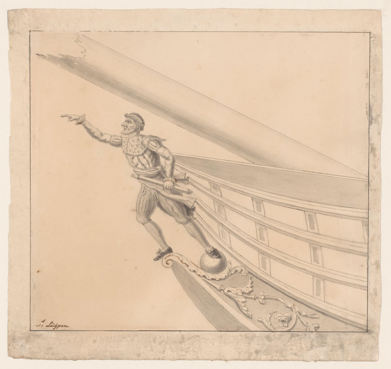 Figurant mężczyzny z lornetką autorstwa Pieter Luypen (signed by artist)