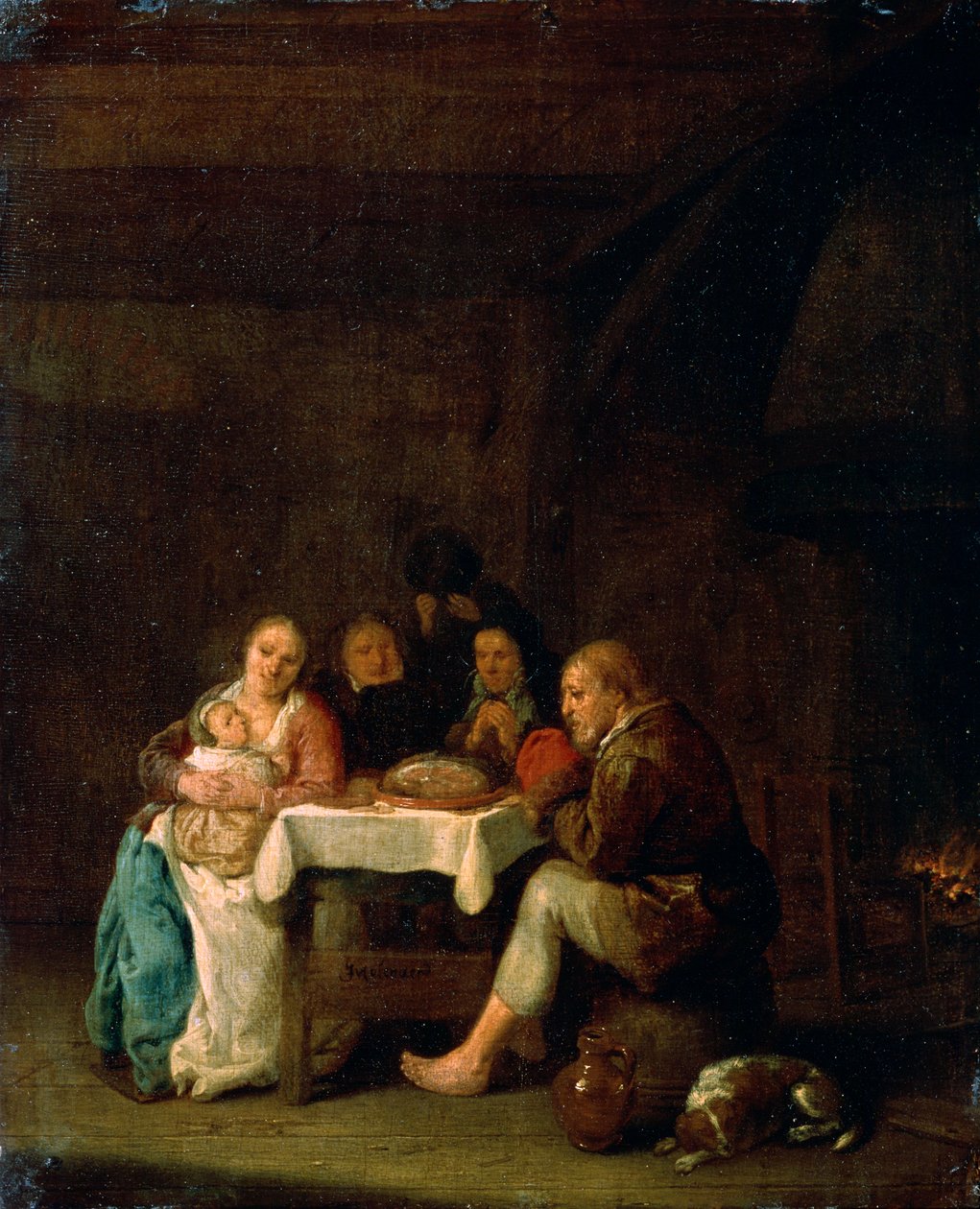 Modlitwa przed obiadem, XVII wiek. autorstwa Pieter Meulener