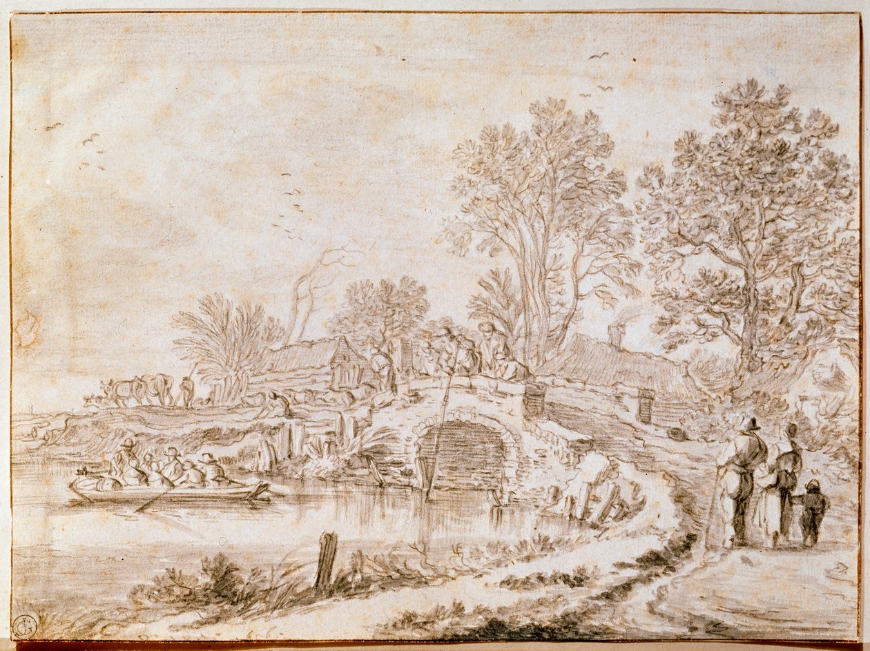 Most nad kanałem Miesiąc maj 1656 r autorstwa Pieter Molijn