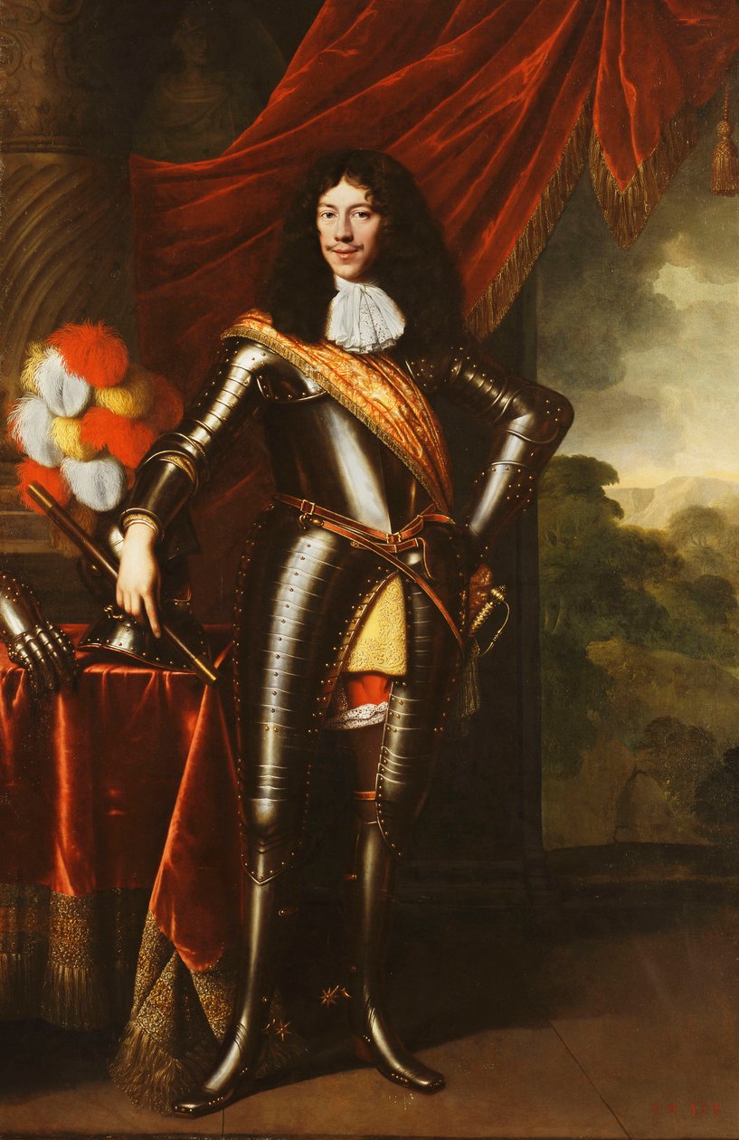 Portret dżentelmena, być może członka Hohenzollernów, pełnometrażowy, w zbroi, autorstwa Pieter Nason