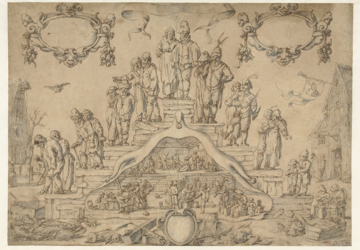 Schody Starości z rolnikami i żonami rolników autorstwa Pieter Nolpe (attributed to)