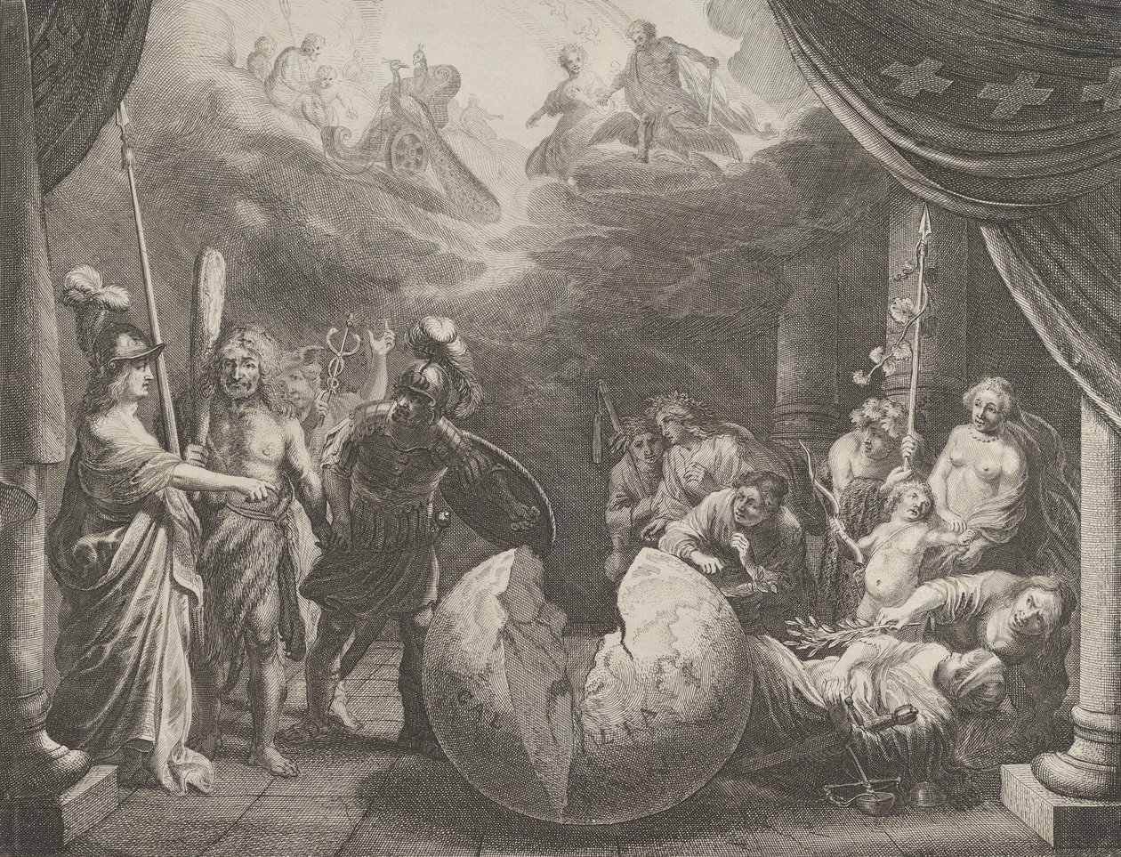 Płyta 11: Alegoria o niezgodzie we Francji, z Caspar Barlaeus, Medicea Hospes, 1638. autorstwa Pieter Nolpe