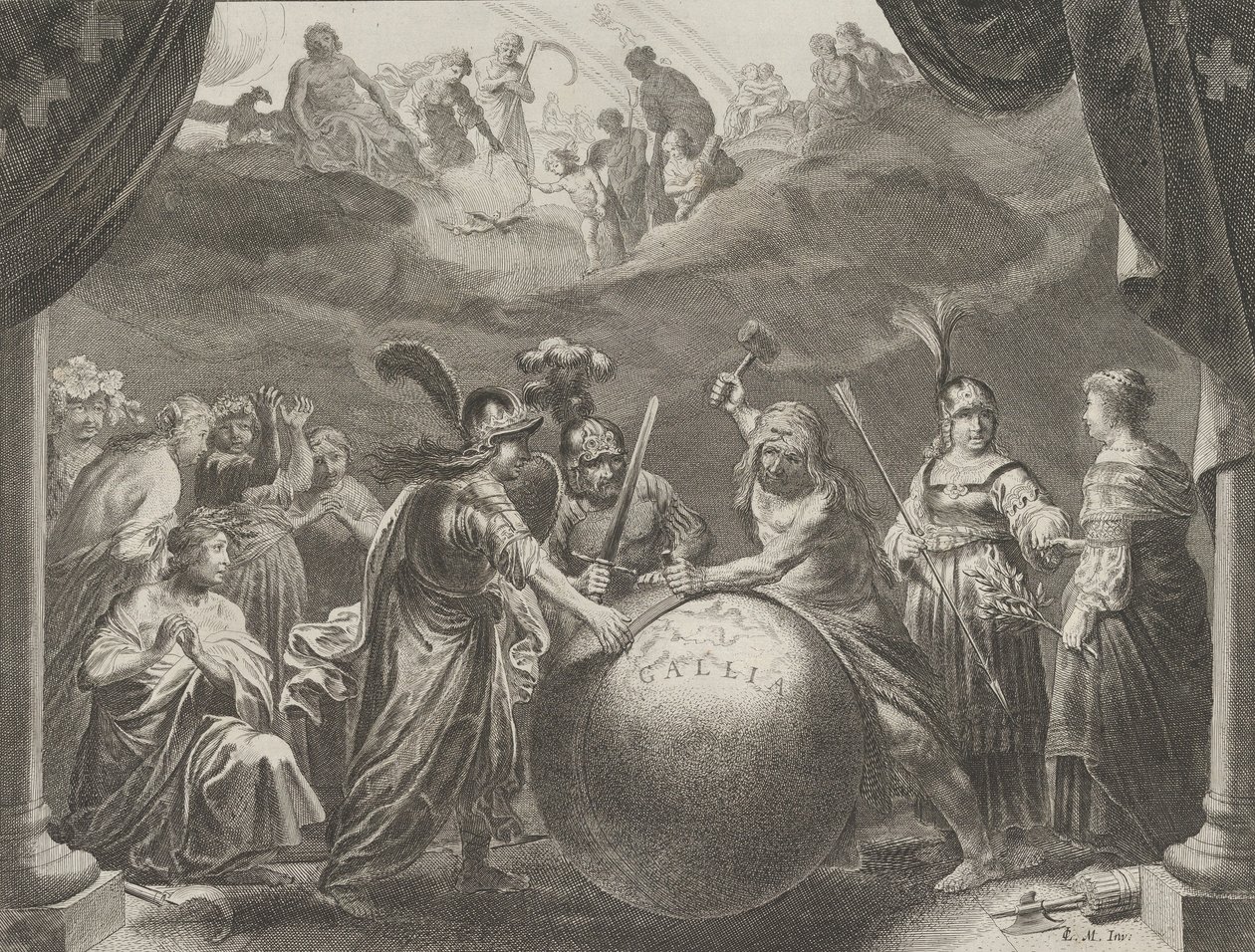 Tablica 12: Alegoria o niezgodzie we Francji, z Caspar Barlaeus, Medicea Hospes, 1638. autorstwa Pieter Nolpe