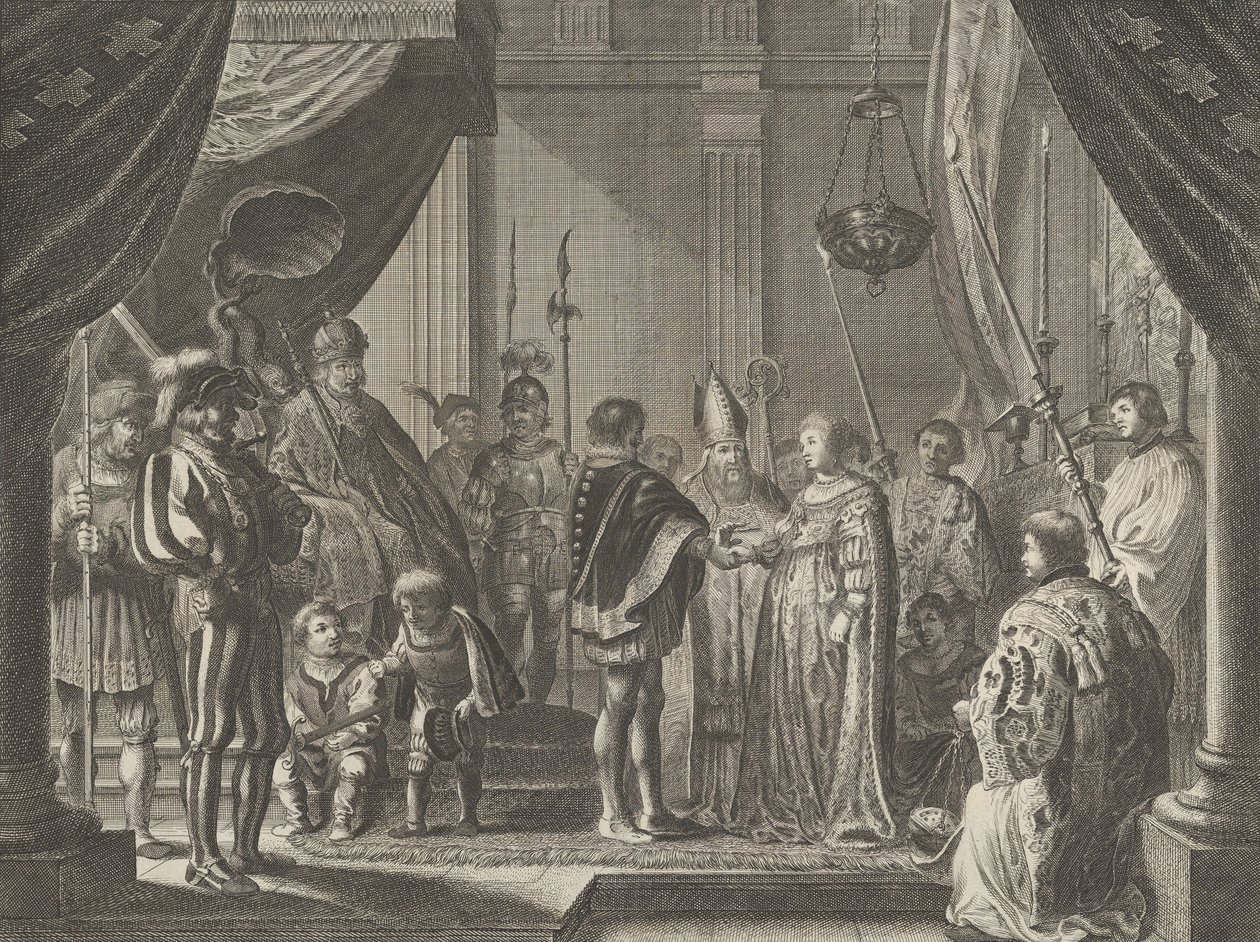 Ilustracja 7: Wesele Franciszka I de Medici i Johanny z Austrii, od Caspara Barlaeu..., 1638. autorstwa Pieter Nolpe