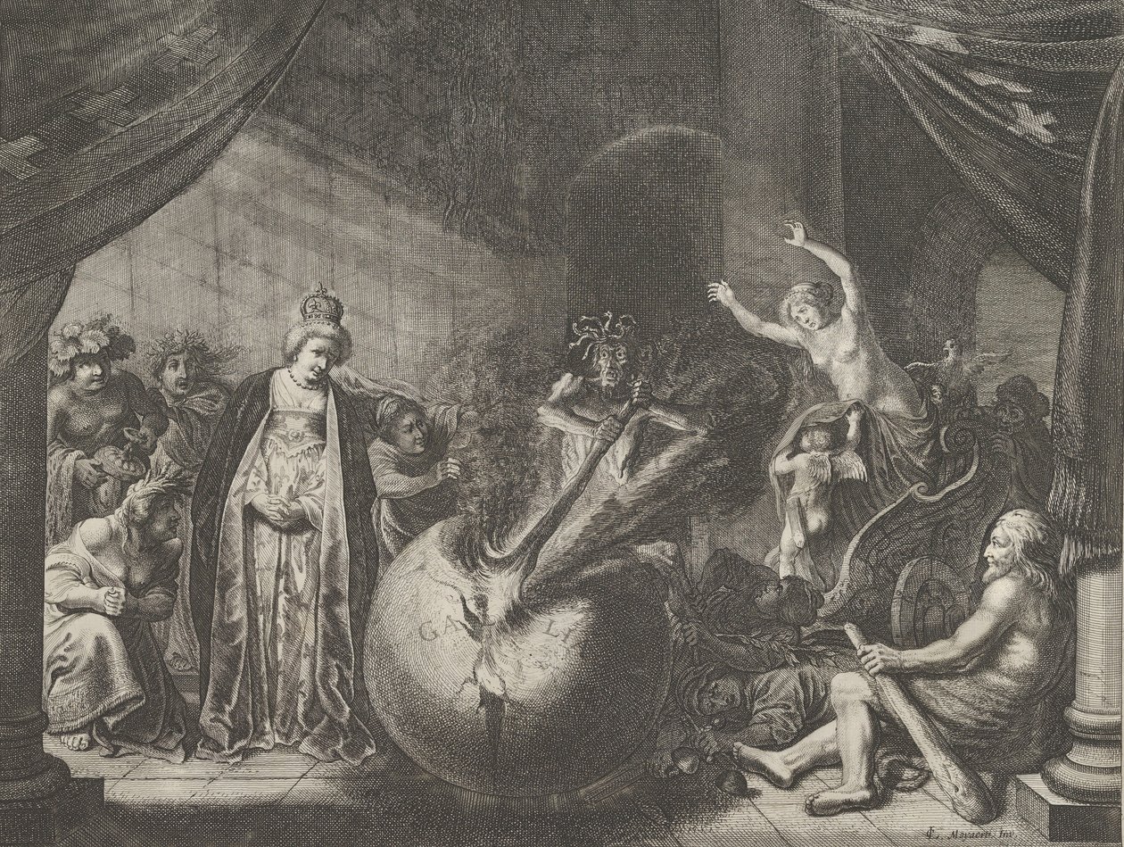 Płyta 9: Alegoria o niezgodzie we Francji, z Caspar Barlaeus, Medicea Hospes, 1638. autorstwa Pieter Nolpe