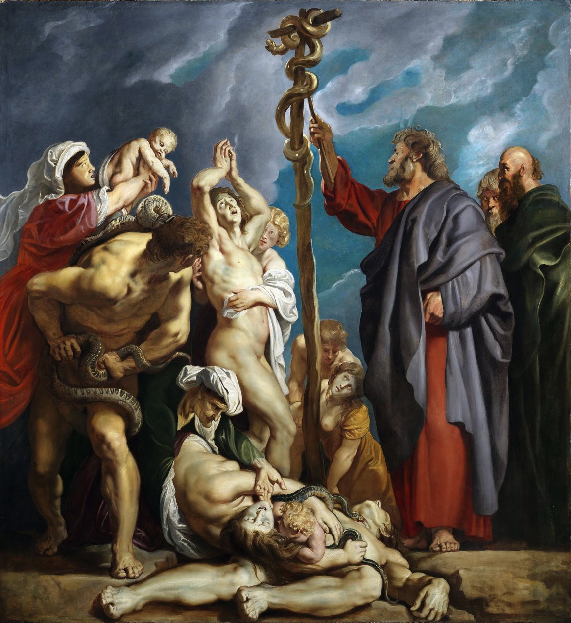 Mojżesz i wąż miedziany, 1609-1610. autorstwa Peter Paul Rubens