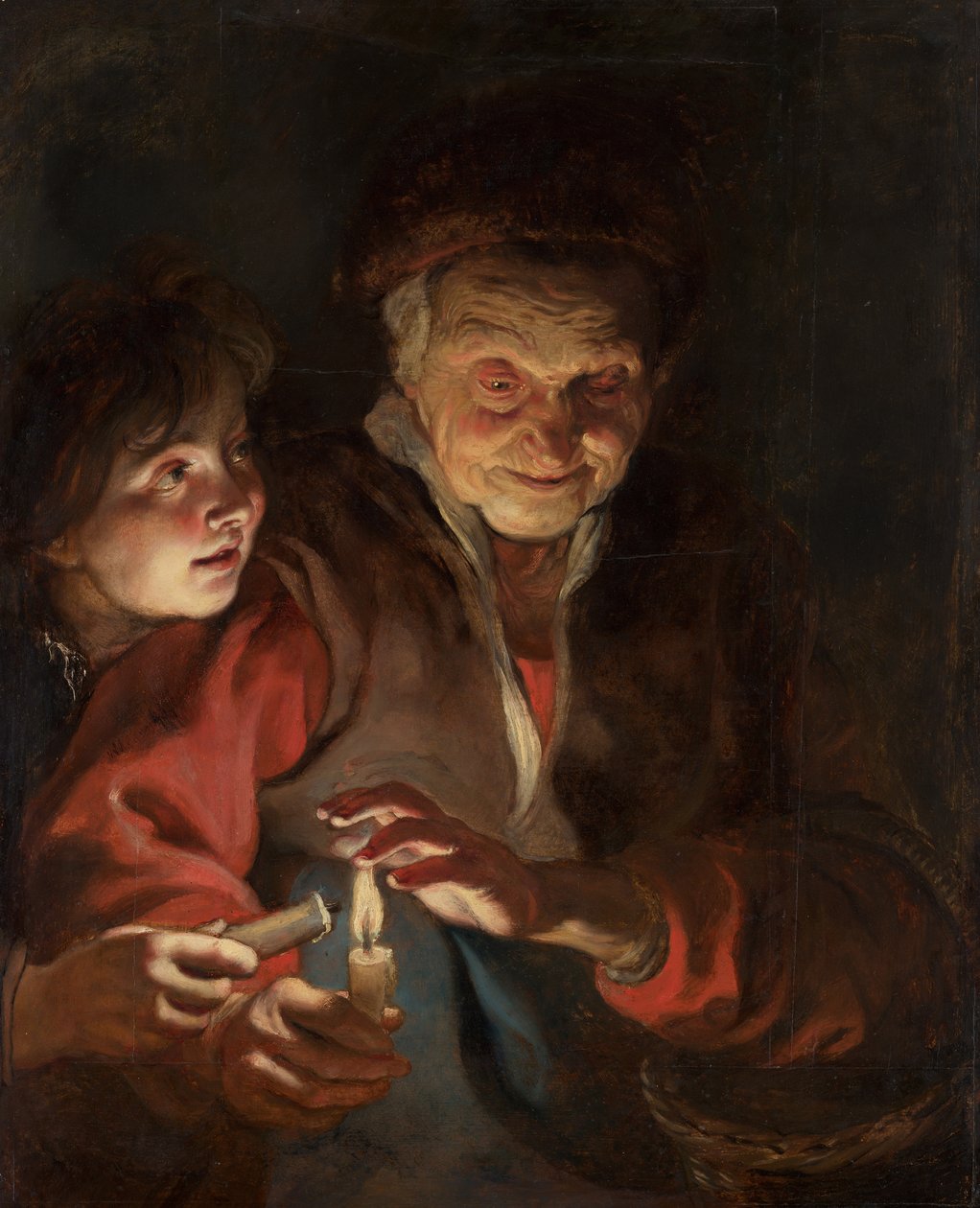 Stara kobieta i chłopiec ze świecami, ok. 1930 r. 1616-1617. autorstwa Pieter Paul Rubens