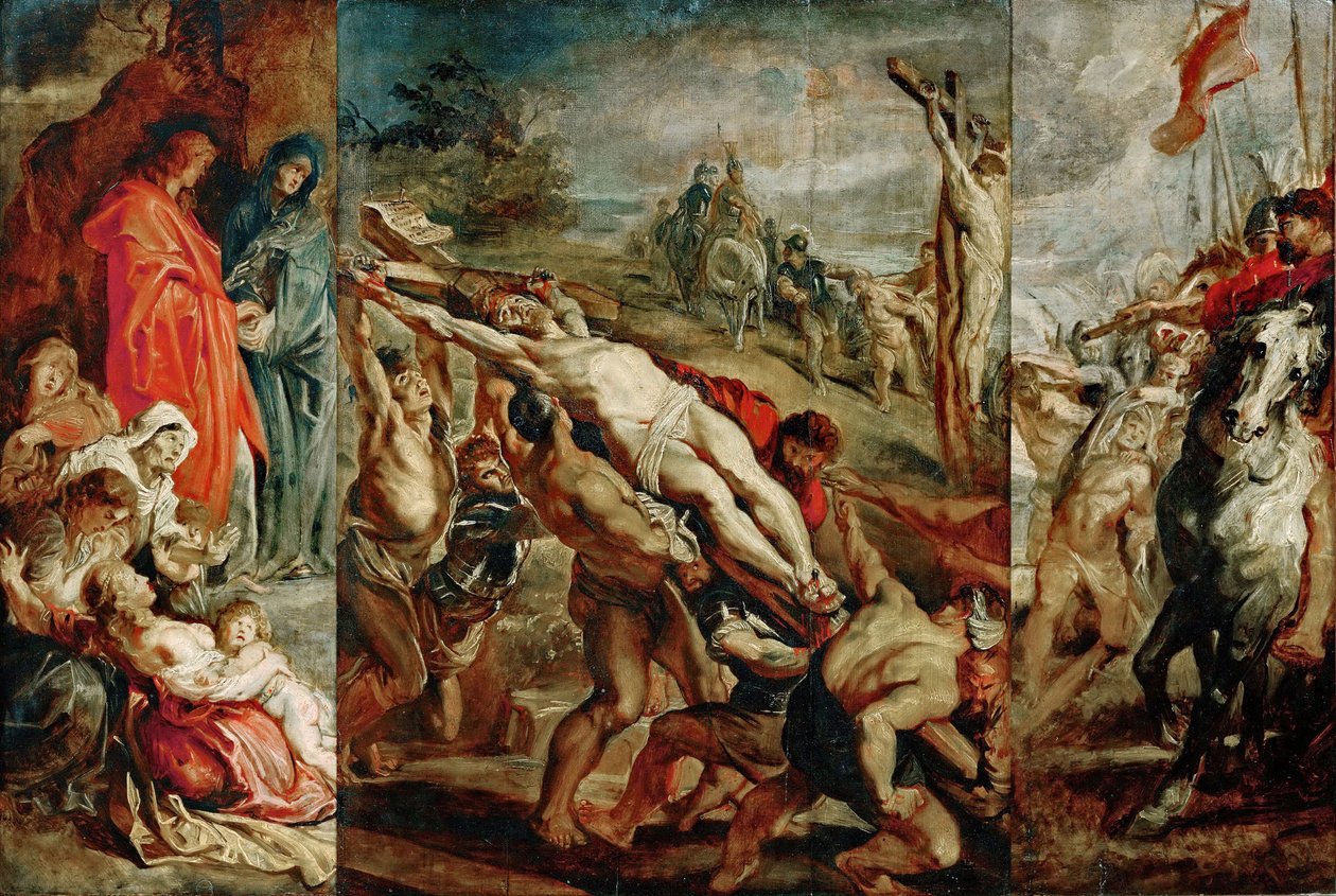 Szkic Podwyższenie Krzyża do tryptyku autorstwa Peter Paul Rubens