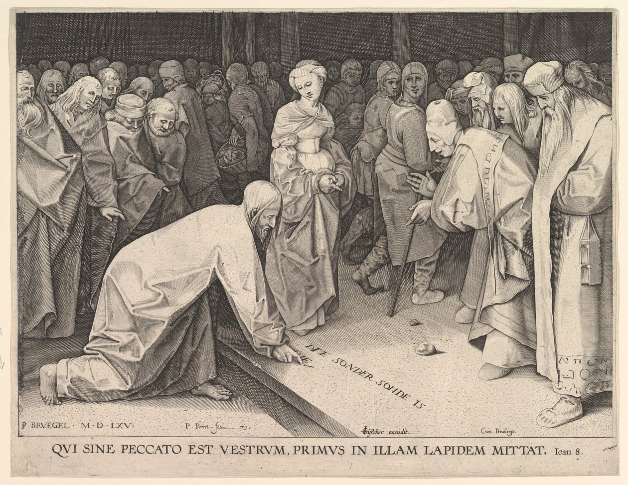 Chrystus i kobieta przyłapana na cudzołóstwie, 1579. autorstwa Pieter Perret