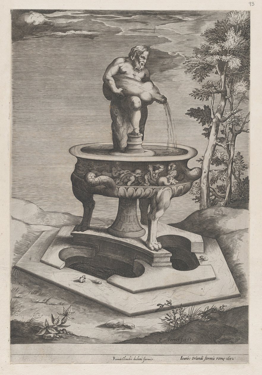 Lustro rzymskiej świetności: fontanna i basen, 1581., 1581. autorstwa Pieter Perret