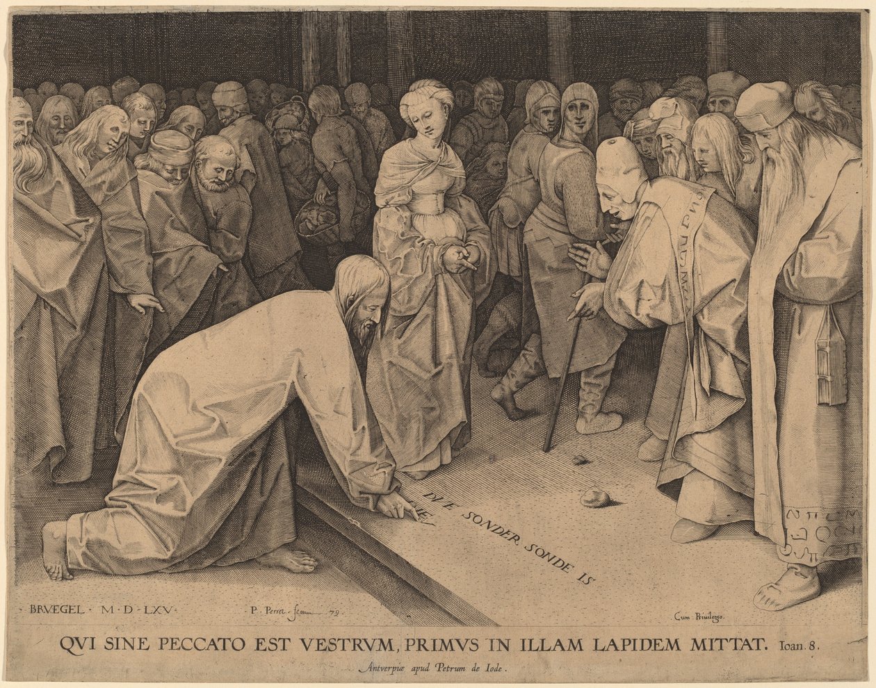 Chrystus i cudzołożnica autorstwa Pieter Perret after Pieter Bruegel the Elder