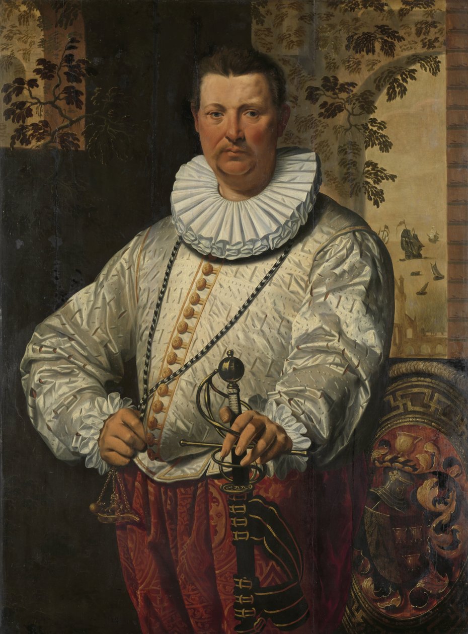 Portret holenderskiego admirała floty autorstwa Pieter Pietersz. (I) (circle of)