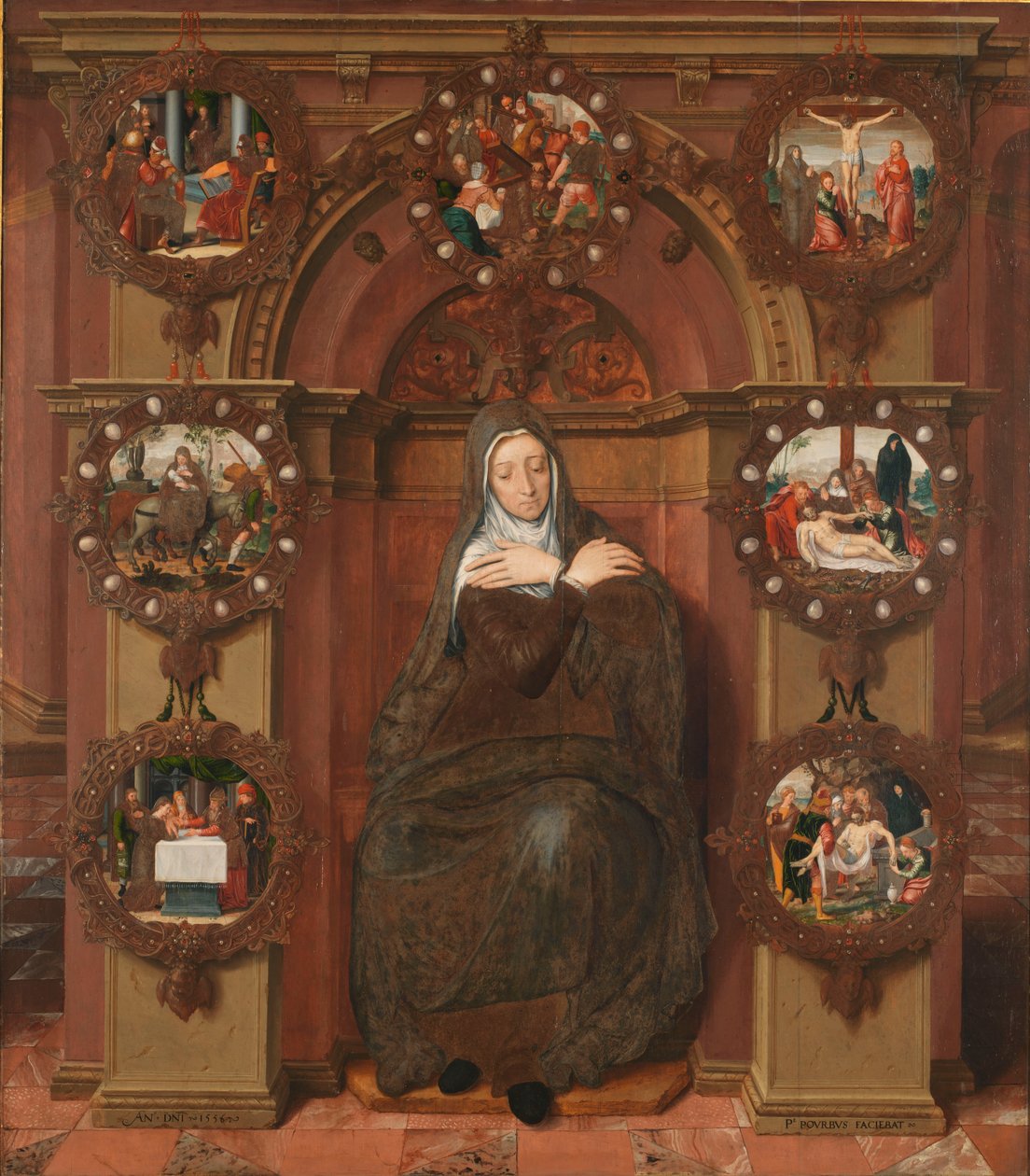 Pani Siedmiu Boleści Tryptyk Joosa van Belle. Panel centralny, 1556. autorstwa Pieter Pourbus