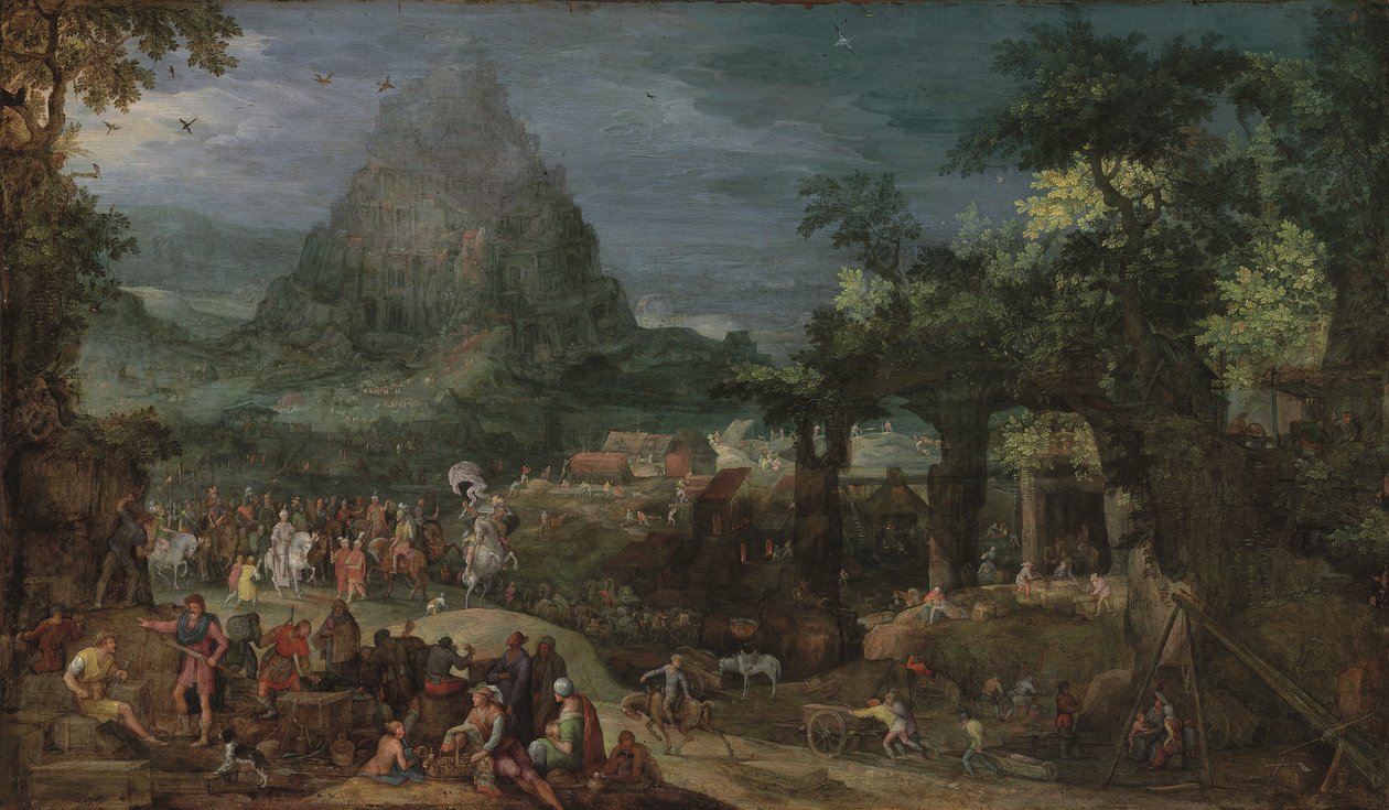 Wieża Babel (olej na miedzi) autorstwa Pieter Schoubroeck