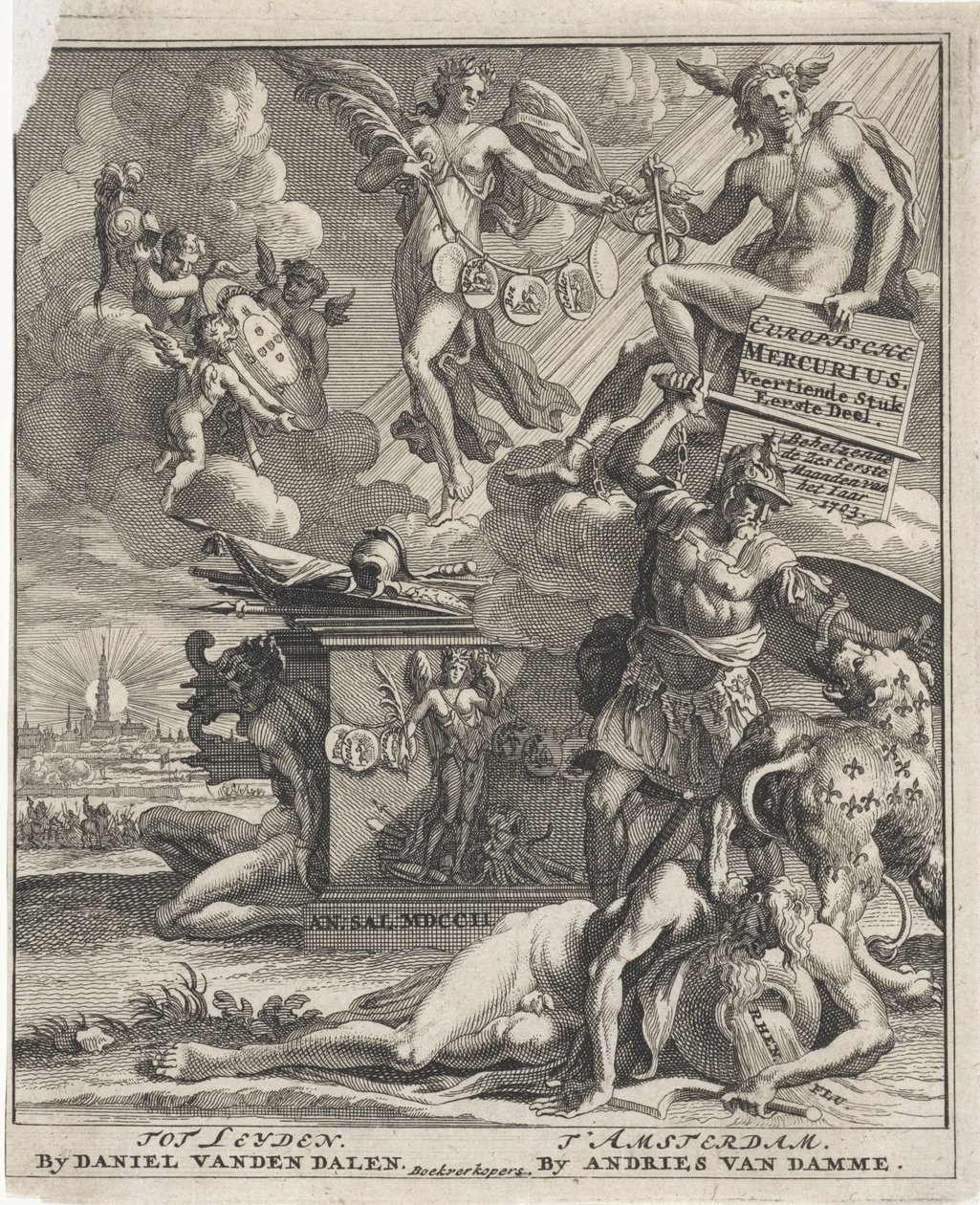 Strona tytułowa dla: European Mercury, czternasta część, pierwsza część, 1703 autorstwa Pieter Sluyter