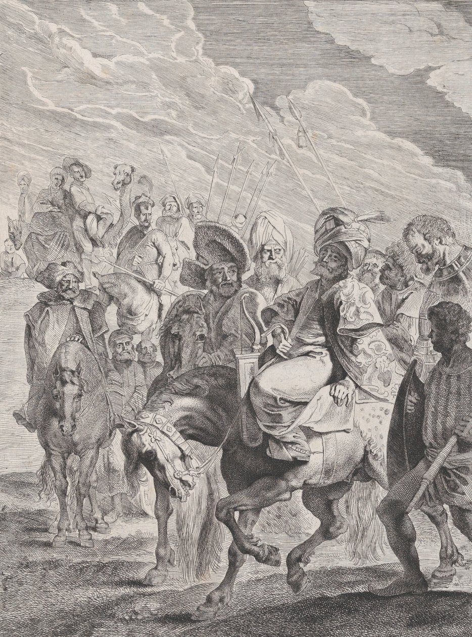 Turecki książę na koniu, ca. 1620-25. autorstwa Pieter Soutman
