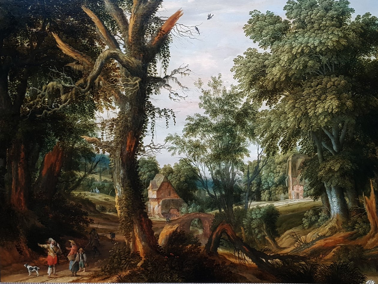 Zalesiony krajobraz z postaciami autorstwa Pieter Stalpaert