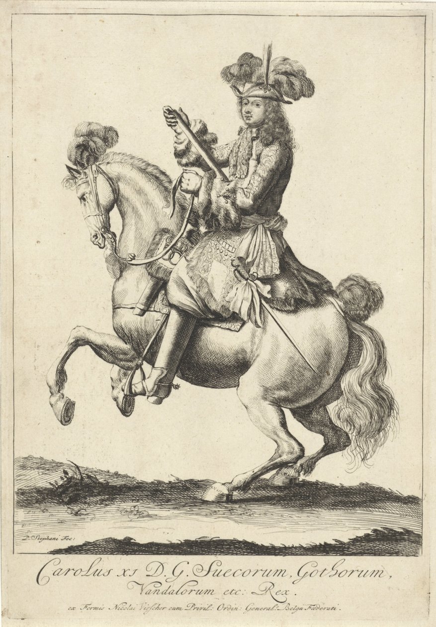 Portret jeździecki króla Szwecji Karola XI autorstwa Pieter Stevens (vermeld in 1689)