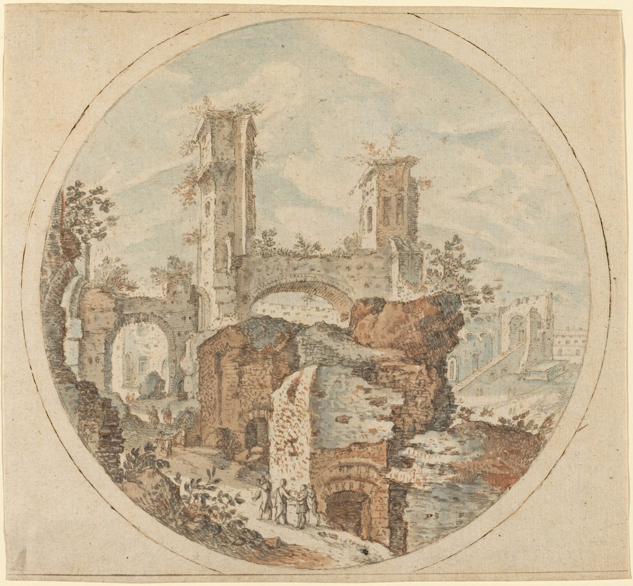 Podróżnicy wśród rzymskich ruin autorstwa Pieter Stevens