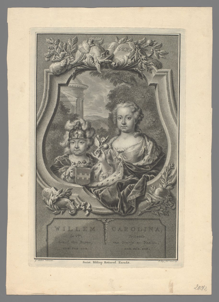 Portret Wilhelma V, księcia Orange-Nassau i Karoliny, księżniczki Orange-Nassau autorstwa Pieter Tanjé