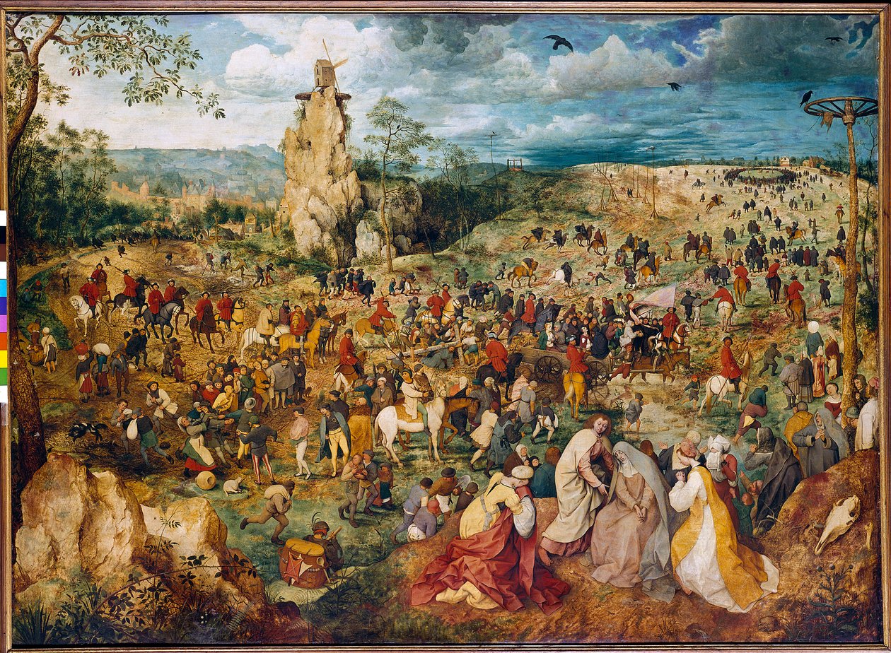 Chrystus dźwigający krzyż (niosący krzyż). Obraz Pietera Bruegla (lub Breugel lub Bruegel lub Breughel) byłego (1525-1569). 1564. Olej na drewnie. Wymiary: 1,24 x 1,70m. Wiedeń, Kunsthistorisches Museum. autorstwa Pieter Bruegel the Elder