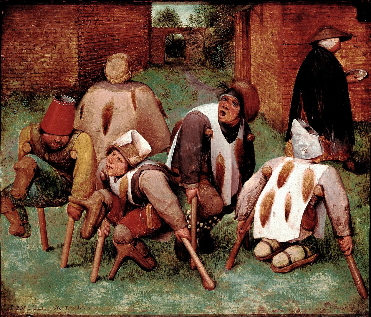 The estropies Grupa niepełnosprawnych postaci, butts-de-jatte (tyłki). Obraz Pietera Bruegla (lub Breugel lub Brueghel lub Breughel) dit l