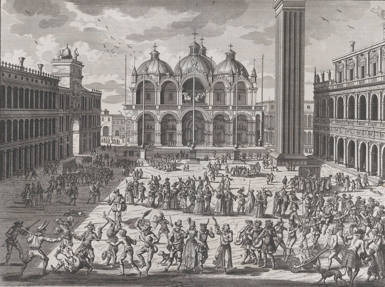 Karnawał wenecki, z: Tezaurus Starożytności i Historii Włoch, t. 9, 1722 autorstwa Pieter Van der Aa