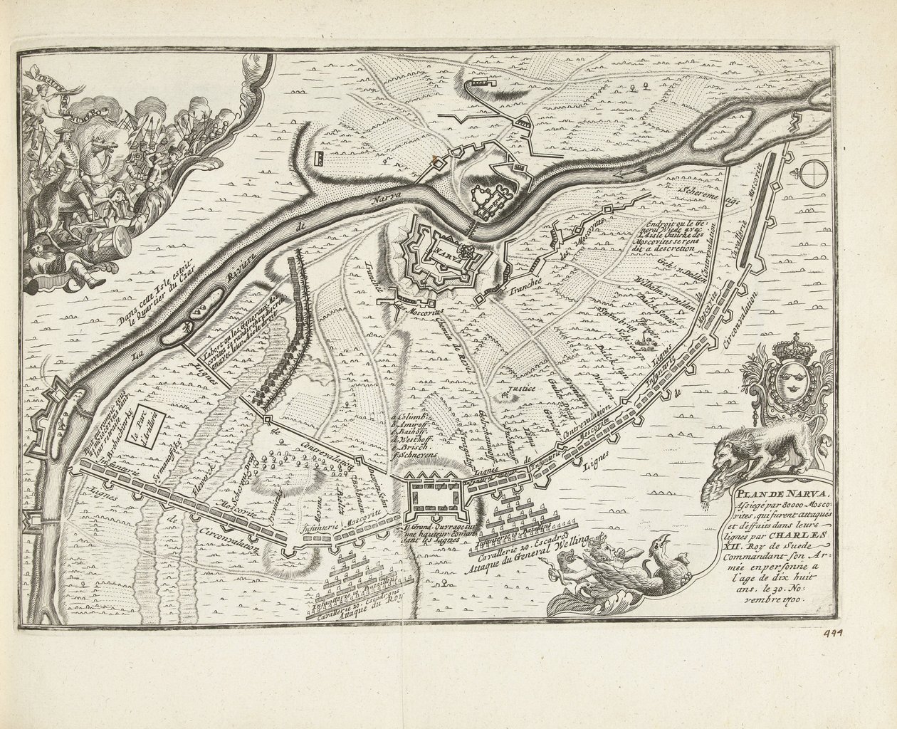 Oblężenie i bitwa pod Narwą w 1700, 1726 autorstwa Pieter Van der Aa