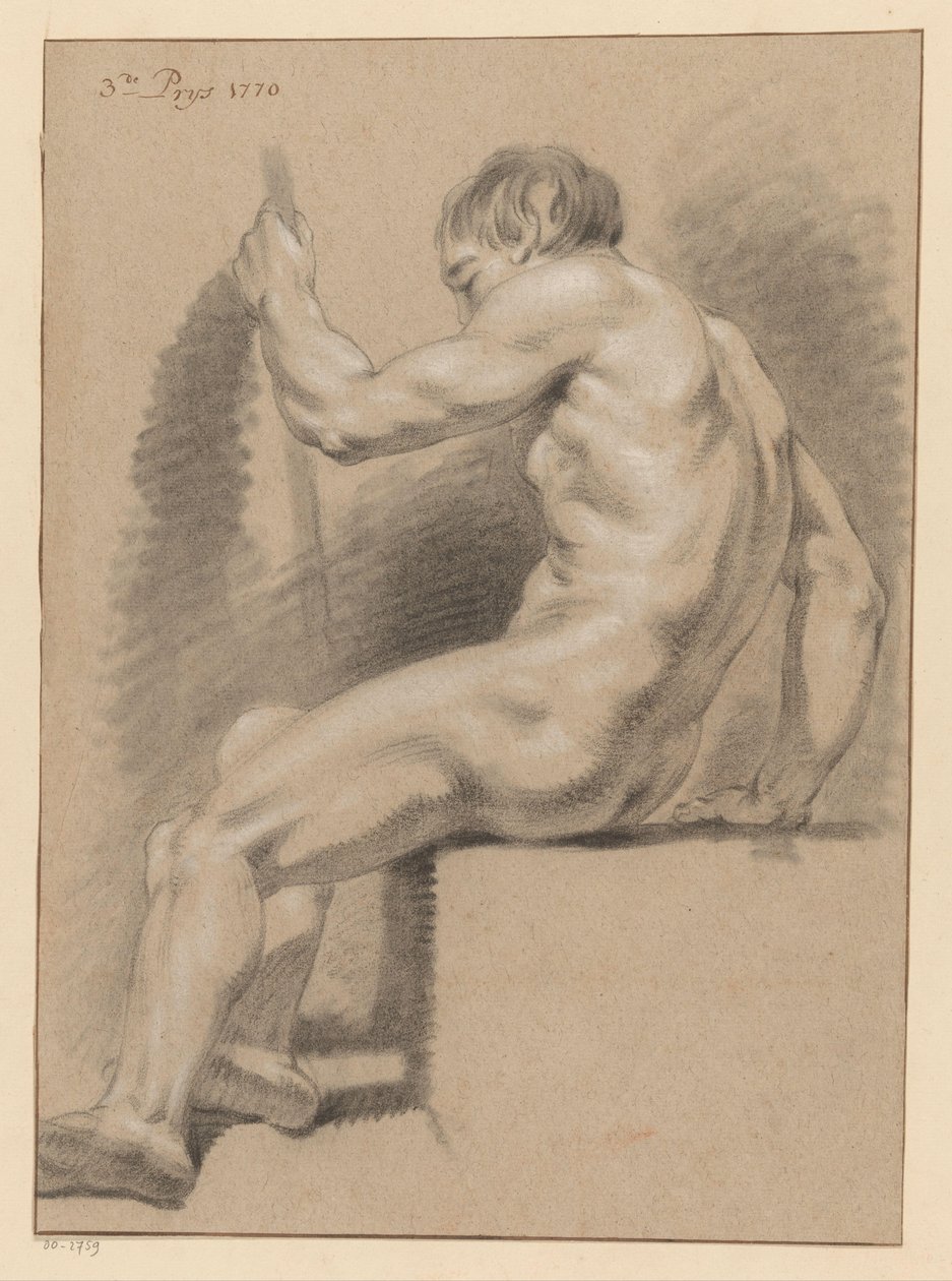 Siedzący mężczyzna nago, widok z boku (3 nagroda 1770) autorstwa Pieter Wagenaar (II)