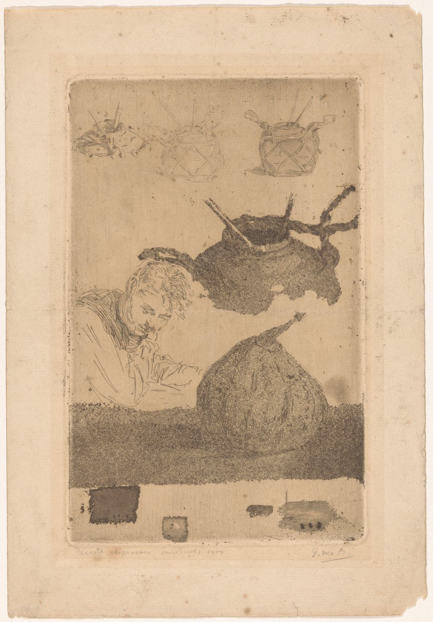 Pierwsze próby akwaforty (tytuł na obiekcie) autorstwa Pieter Willem van Baarsel (signed by artist)