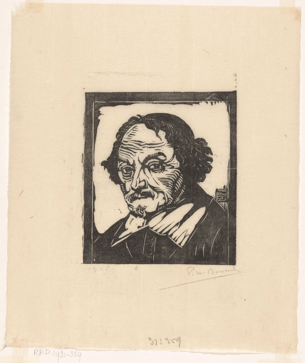 Portret Joosta van den Vondel autorstwa Pieter Willem van Baarsel (signed by artist)