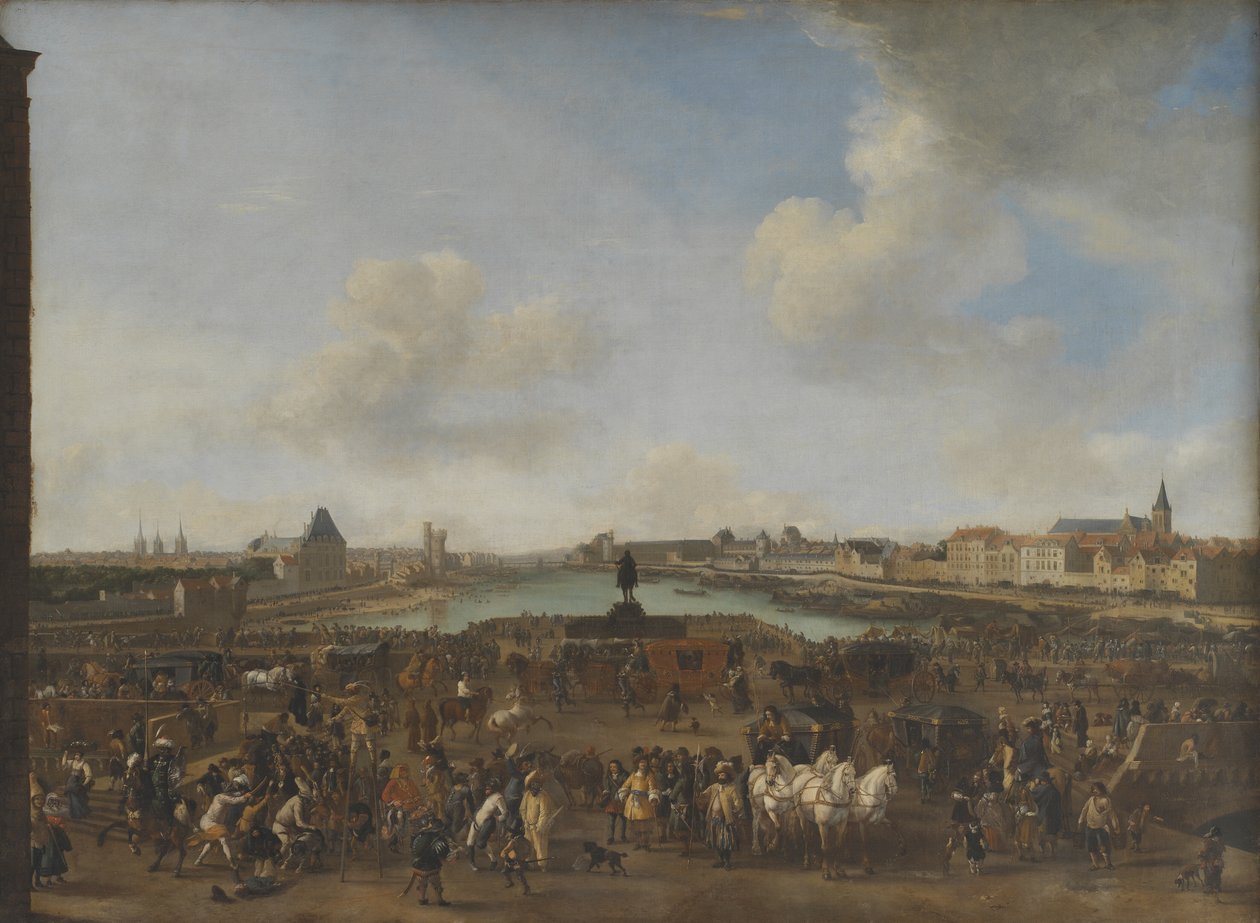 Widok na Paryż widziany z Place Dauphine autorstwa Pieter Wouwerman