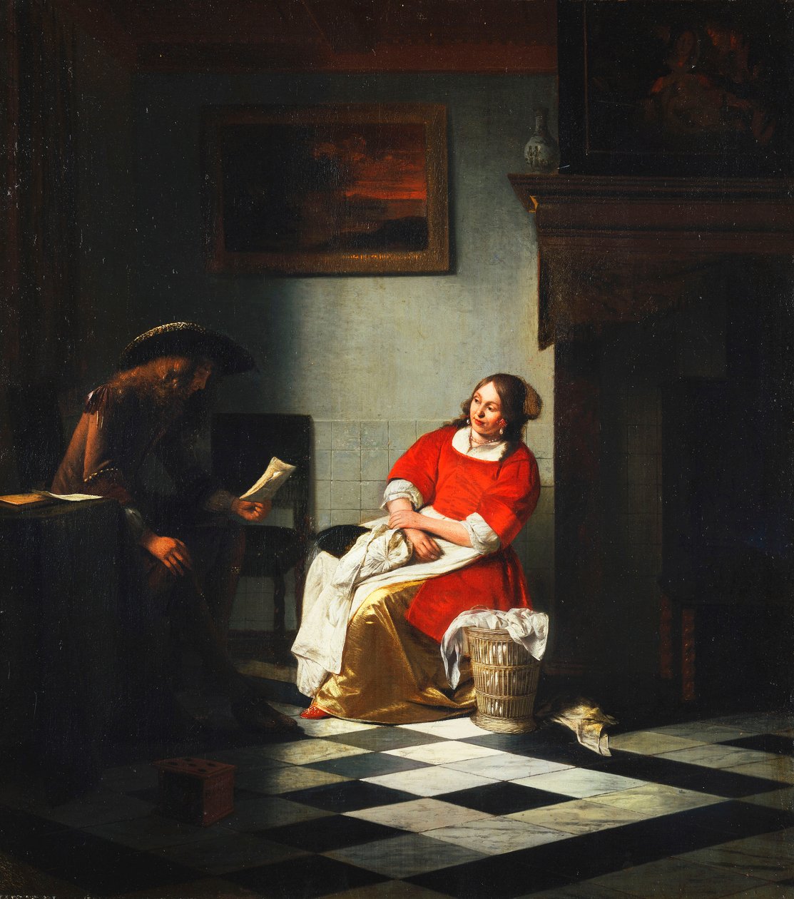 Dżentelmen czytający list do żony autorstwa Pieter de Hooch