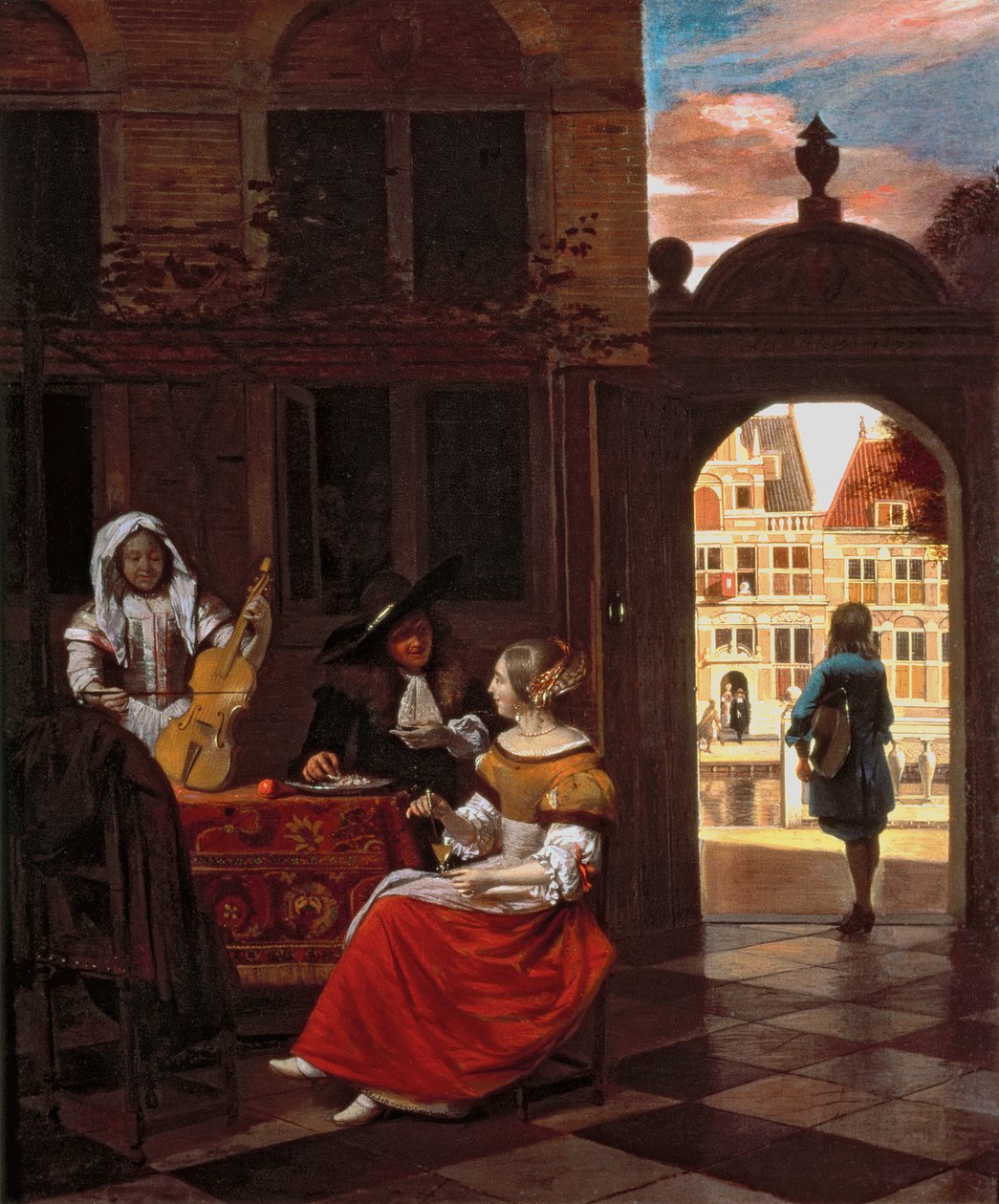 Impreza muzyczna, 1677 autorstwa Pieter de Hooch
