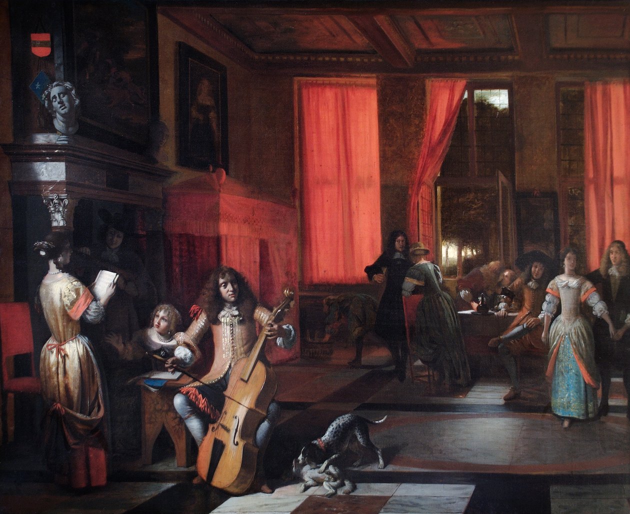 Impreza muzyczna, ok. 1675 r. (olej na płótnie) autorstwa Pieter de Hooch