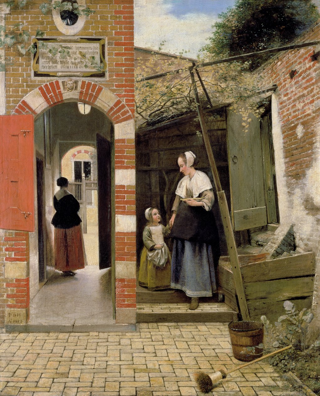 Dziedziniec domu w Delft, 1658 autorstwa Pieter de Hooch