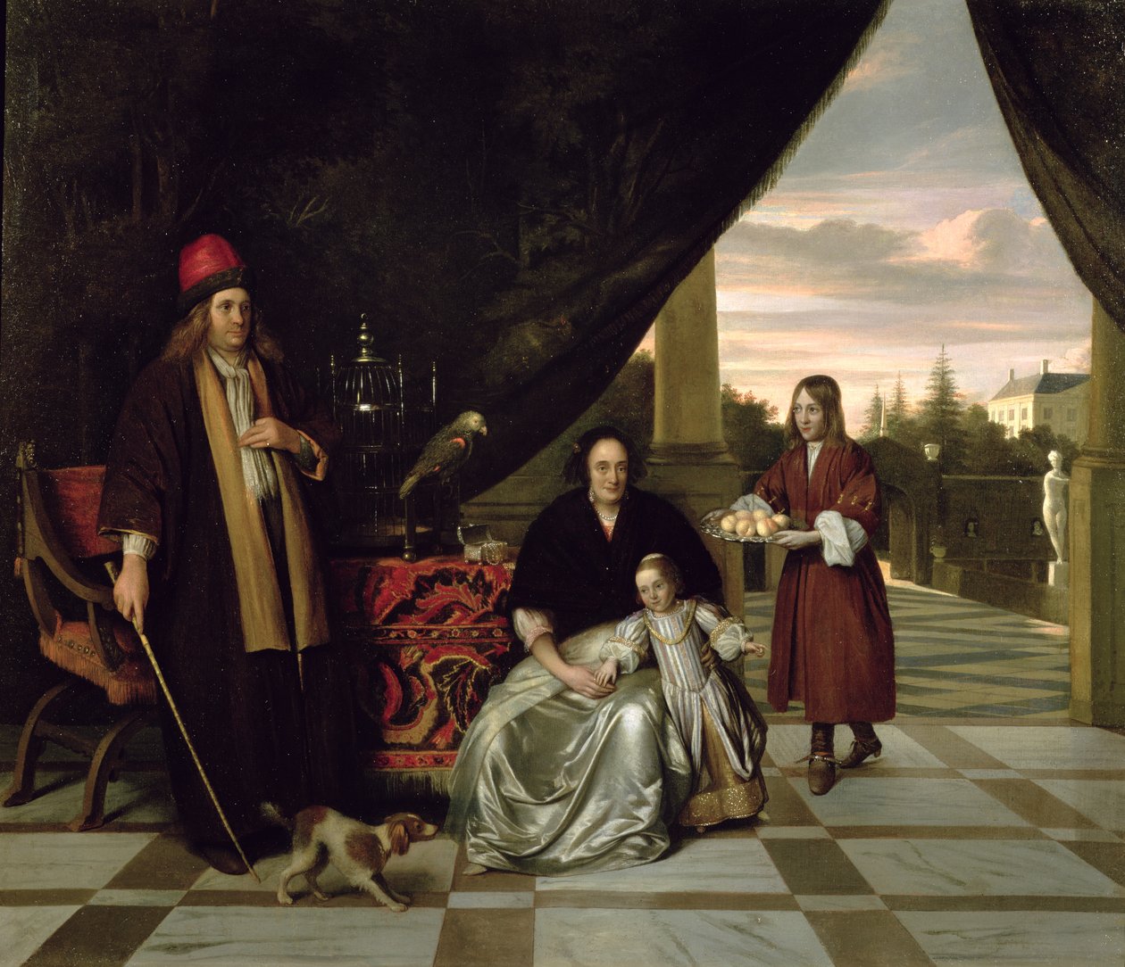 Portret rodzinny na tarasie, 1667 autorstwa Pieter de Hooch