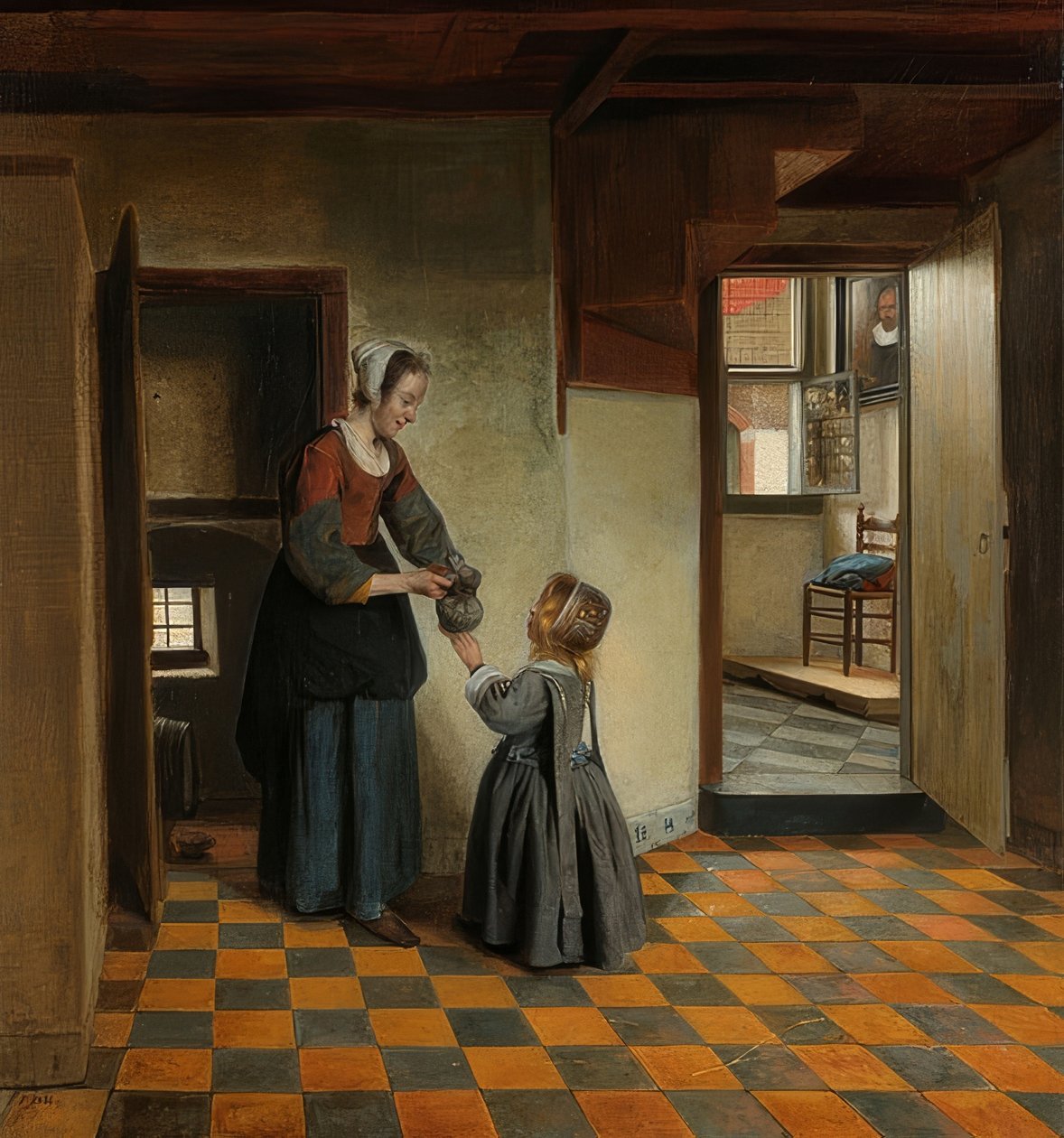 Kobieta z dzieckiem w spiżarni. około 1656-60 autorstwa Pieter de Hooch