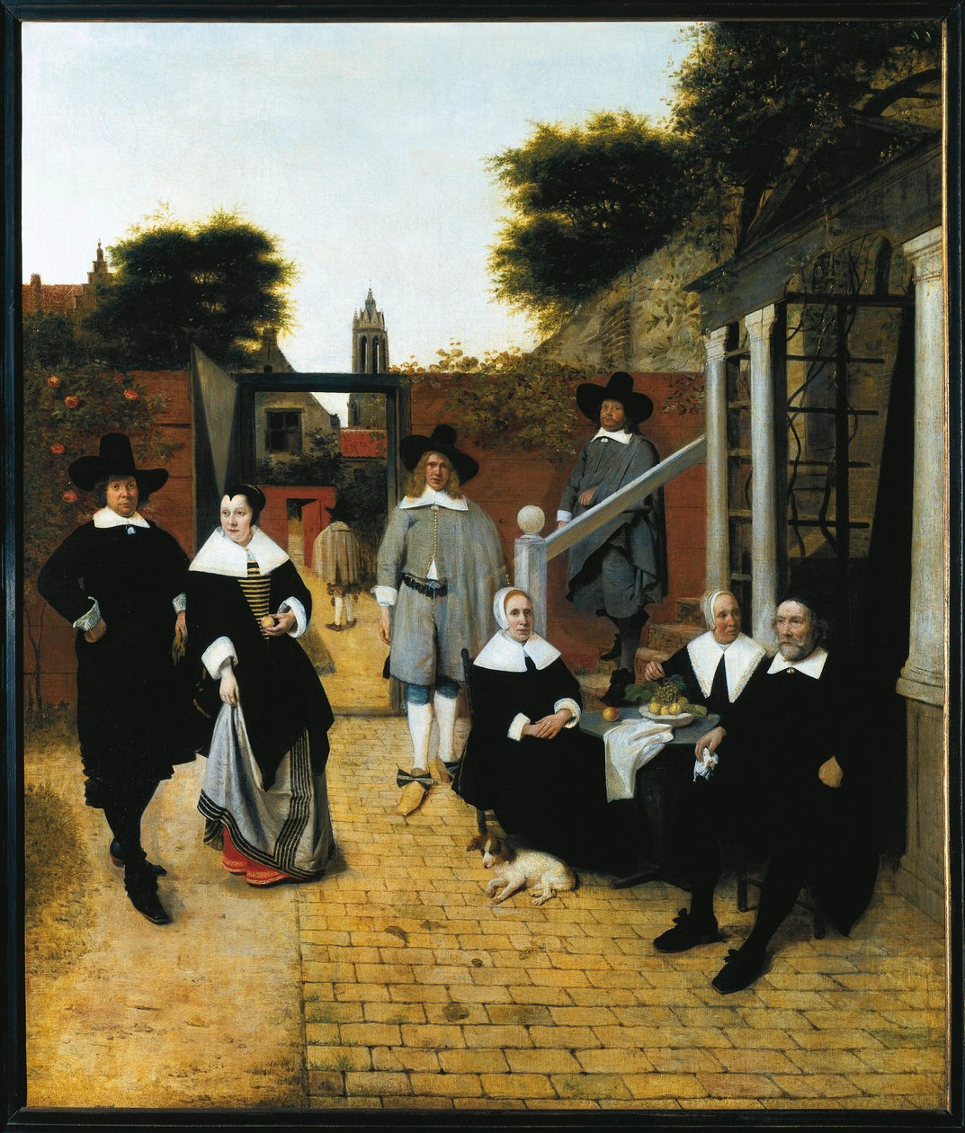 Portret zbiorowy mieszczańskiej rodziny z Delft (olej na płótnie, ok.1662) autorstwa Pieter de Hooch