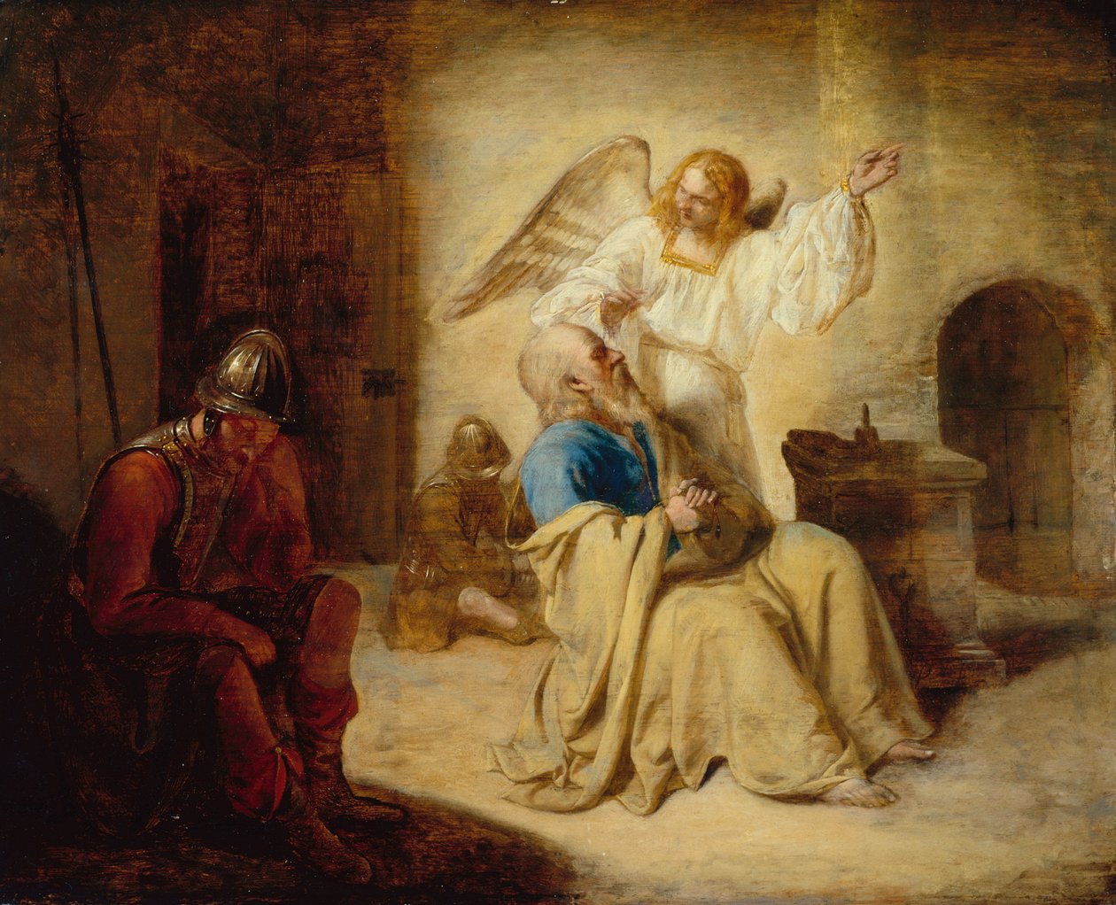 Wyzwolenie św. Piotra z więzienia autorstwa Pieter de Hooch