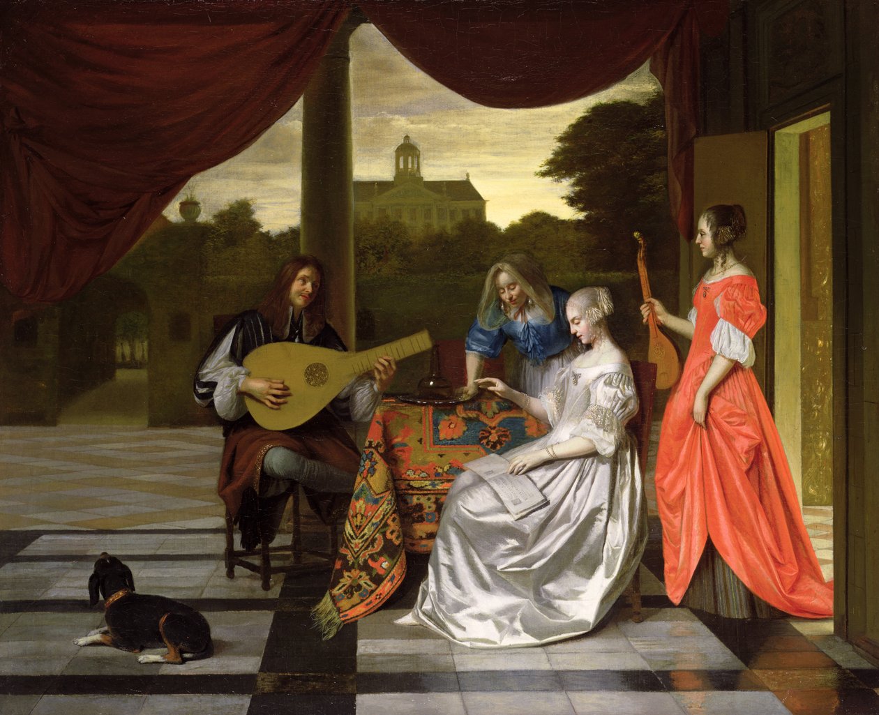Scena muzyczna w Amsterdamie autorstwa Pieter de Hooch