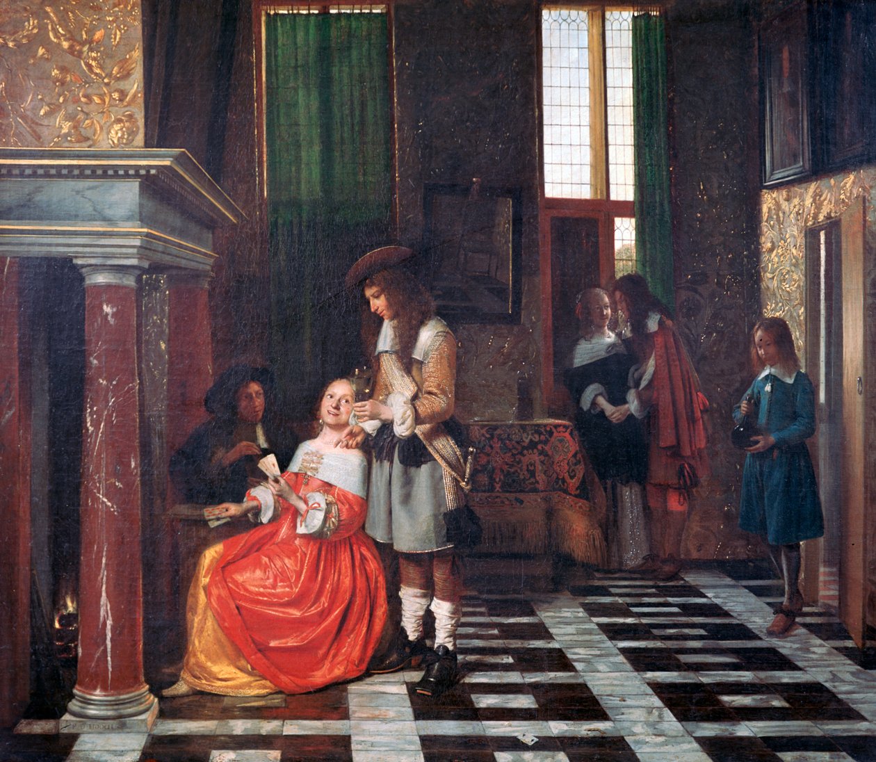 Gracze w karty, c1663-1665 autorstwa Pieter de Hooch