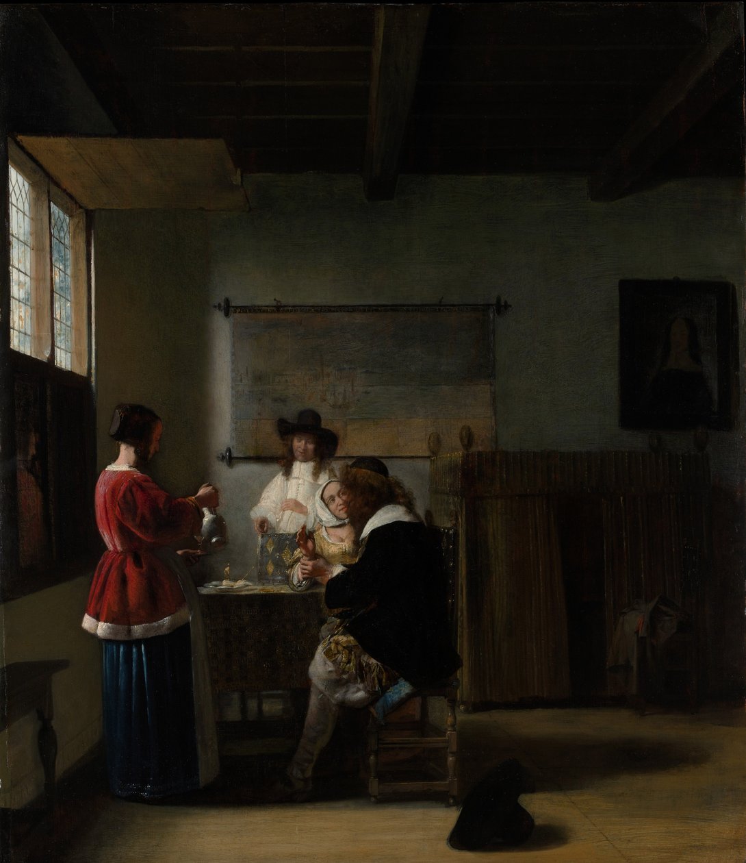 Wizyta, ok. 1657 (olej na drewnie) autorstwa Pieter de Hooch